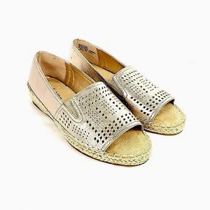 Rose Gold Peep Toe Espadrilles NWOT